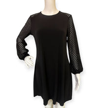 Load image into Gallery viewer, MK Elegant Black Dress with crochet design Sleeves