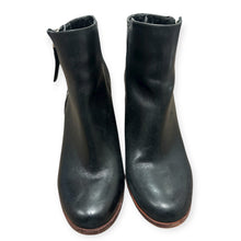 Load image into Gallery viewer, Gianni Bini Chellie Black Leather Ankle Boots with Wooden Heel