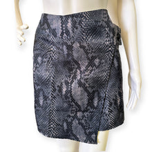 Load image into Gallery viewer, Grey Printed Button Detail Wrap Mini Skirt