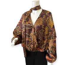 Load image into Gallery viewer, Marisol Printed Tie-Neck Banded-Waist Top