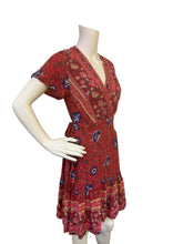 Load image into Gallery viewer, Zesica Red Floral V-Neck Short Sleeve Dress