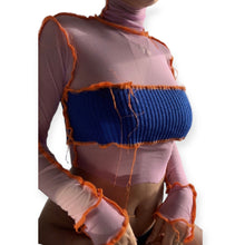 Load image into Gallery viewer, Princess Contrast Hight Collar Crop Top