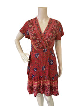 Load image into Gallery viewer, Zesica Red Floral V-Neck Short Sleeve Dress