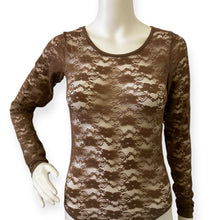 Load image into Gallery viewer, Elegant Brown Lace Long Sleeve Leotard