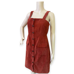 Nasty Gal Rust Button-Down Corduroy Dress