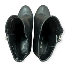 Load image into Gallery viewer, Gianni Bini Chellie Black Leather Ankle Boots with Wooden Heel