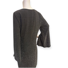 Load image into Gallery viewer, Black Glitter V-Neck Dress