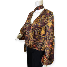 Load image into Gallery viewer, Marisol Printed Tie-Neck Banded-Waist Top