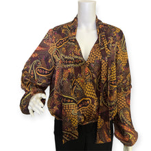 Load image into Gallery viewer, Marisol Printed Tie-Neck Banded-Waist Top