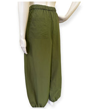 Load image into Gallery viewer, Olive Green Elastic Waist Cargo Pants