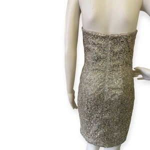 Jessica McClintock Strapless Sliver Sequins Dress
