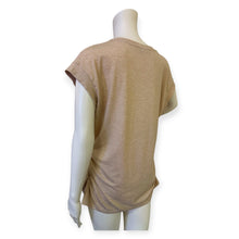 Load image into Gallery viewer, Casual Tan PGANDS Women&#39;s V Neck Sleeve Shirts Ruched Dressy Casual Basic Top