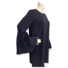 Load image into Gallery viewer, Elegant Navy Blue Shift Dress with Pleated Sleeves