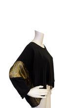 Load image into Gallery viewer, Amanda UpRichard Black Top with Gold Accent Sleeves
