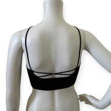 Load image into Gallery viewer, Black Ribbed Cross-Strap Crop Top