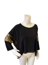 Load image into Gallery viewer, Amanda UpRichard Black Top with Gold Accent Sleeves
