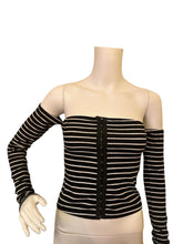 Load image into Gallery viewer, Women’s Black &amp; White Striped Off The Shoulder Shirt