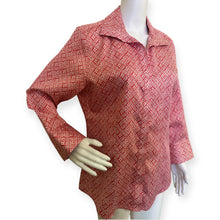 Load image into Gallery viewer, Red Geometric Patterned Button-Up Shirt