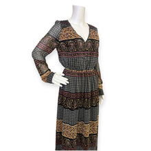Load image into Gallery viewer, Lucca Couture Chic Patterned Maxi Dress with Long Sleeves