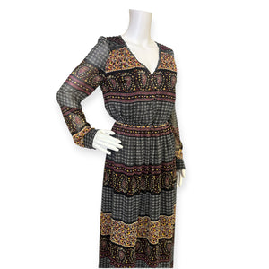 Lucca Couture Chic Patterned Maxi Dress with Long Sleeves