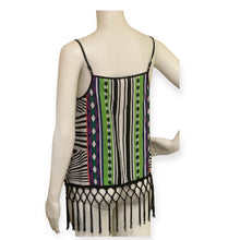 Load image into Gallery viewer, Bisou Bisou Womens Cropped Top Fringe Multicolored