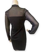 Load image into Gallery viewer, Black Sheer Shinestar Panel Long Sleeve Dress