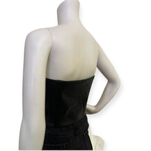 Load image into Gallery viewer, Black Faux Leather Strapless Button Front Bustier Top
