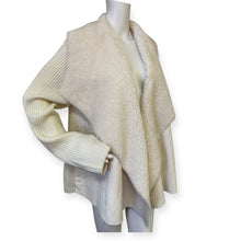 Load image into Gallery viewer, Ivory Sherpa Draped Cardigan Sweater