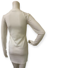 Load image into Gallery viewer, Ribbed Long-Sleeve Zip Front White Mini Dress
