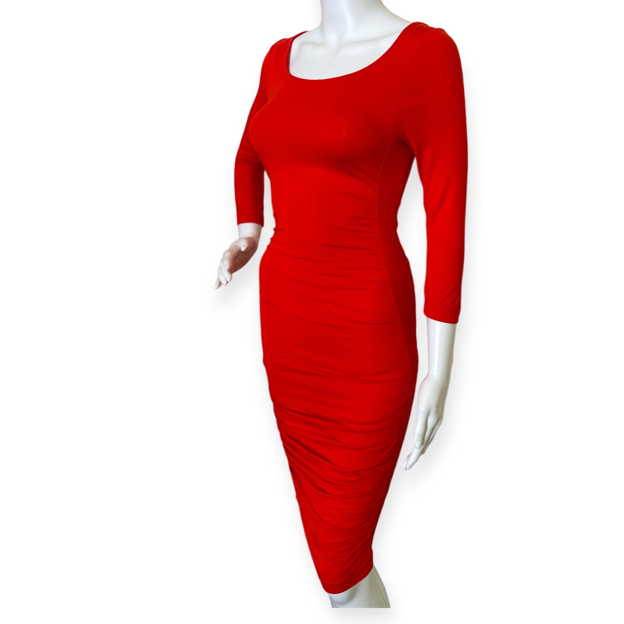 Red-Orange scrunched Bodycon Dress – Dop3 Fashion LLC