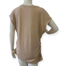 Load image into Gallery viewer, Casual Tan PGANDS Women&#39;s V Neck Sleeve Shirts Ruched Dressy Casual Basic Top