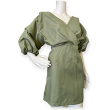 Load image into Gallery viewer, Sage Green Off The Shoulder Ruched Bodycon Dress