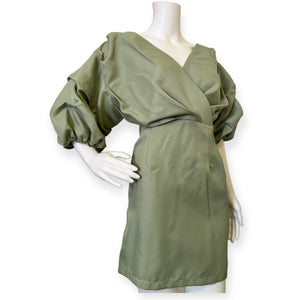 Sage Green Off The Shoulder Ruched Bodycon Dress