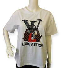 Load image into Gallery viewer, Fashion Bling White T-Shirt with Red and Black Graphic
