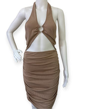 Load image into Gallery viewer, Nude Halter Cutout Dress