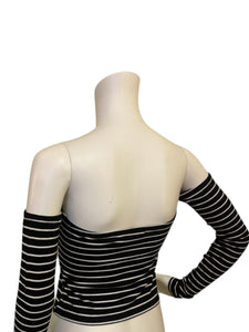 Women’s Black & White Striped Off The Shoulder Shirt