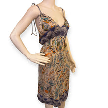 Load image into Gallery viewer, Sundance Paisley Print Spaghetti Strap Dress in Navy, Teal &amp; Orange