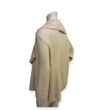 Load image into Gallery viewer, Ivory Sherpa Draped Cardigan Sweater