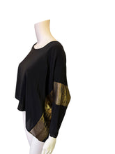 Load image into Gallery viewer, Amanda UpRichard Black Top with Gold Accent Sleeves