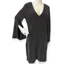 Load image into Gallery viewer, Black Glitter V-Neck Dress