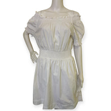 Load image into Gallery viewer, Smocked puff-sleeve cotton poplin dress