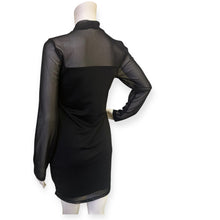 Load image into Gallery viewer, Black Sheer Shinestar Panel Long Sleeve Dress