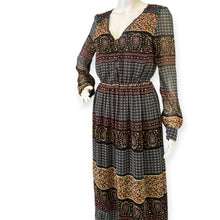 Load image into Gallery viewer, Lucca Couture Chic Patterned Maxi Dress with Long Sleeves