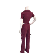 Load image into Gallery viewer, Ribbed Cargo Wide-Leg Pants Set