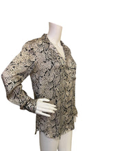 Load image into Gallery viewer, Women's Equipment Femme 100% silk Snake Print Button-Up Blouse - Beige/Black