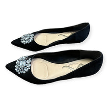 Load image into Gallery viewer, Women’s Black Textured Metallic Jeweled Flats