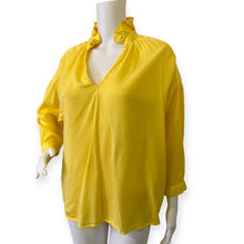 Load image into Gallery viewer, Crown &amp; Ivy Women’s Yellow Ruffle V-Neck 3/4 Sleeve Blouse