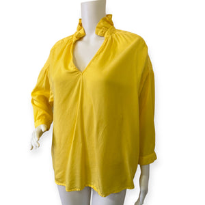 Crown & Ivy Women’s Yellow Ruffle V-Neck 3/4 Sleeve Blouse