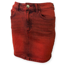 Load image into Gallery viewer, Red Acid Wash Denim Skirt