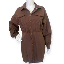 Load image into Gallery viewer, Pretty Little Thing Brown Button-Up Dress